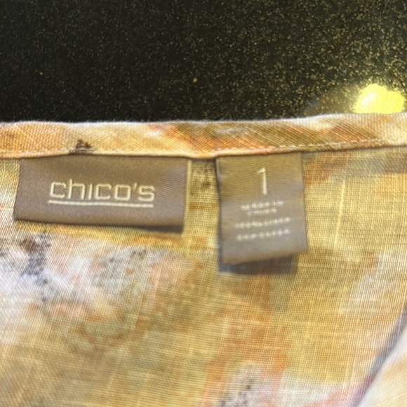 Chicos Women's Sleeveless 100% Linen Tank Top  in Peach and Beige - Picture 8 of 9